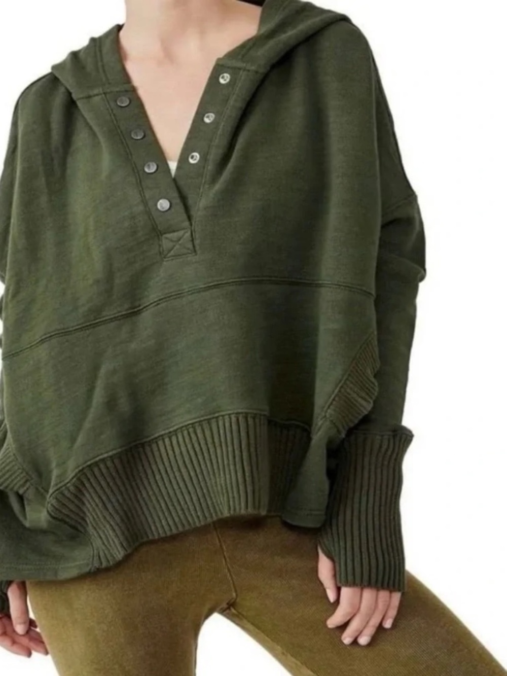 FREE PEOPLE FP Movement Solid Honey Dove Hoodie Pullover L Green